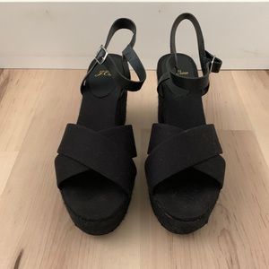 J.Crew Womens Cross Strap Platform Black Espadrilles Size 12